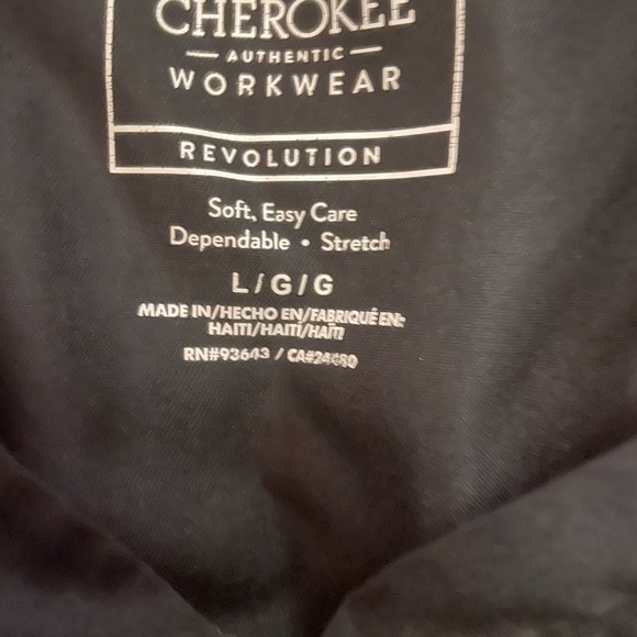 Women’s Cherokee brand black scrubs. 3 sets. Size L. - Picture 3 of 5